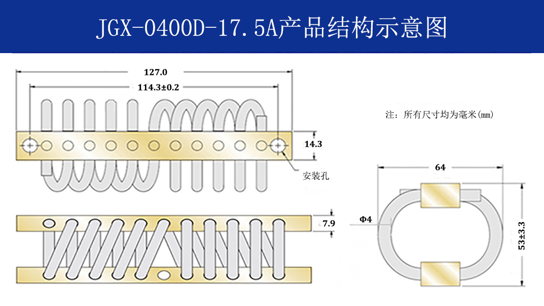 JGX-0400D-17.5A多應(yīng)用鋼絲繩隔振器結(jié)構(gòu)