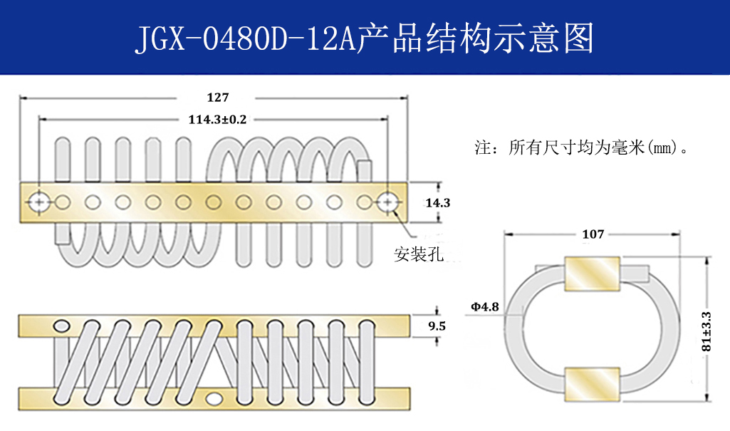 JGX-0480D-12A多應用鋼絲繩隔振器結構