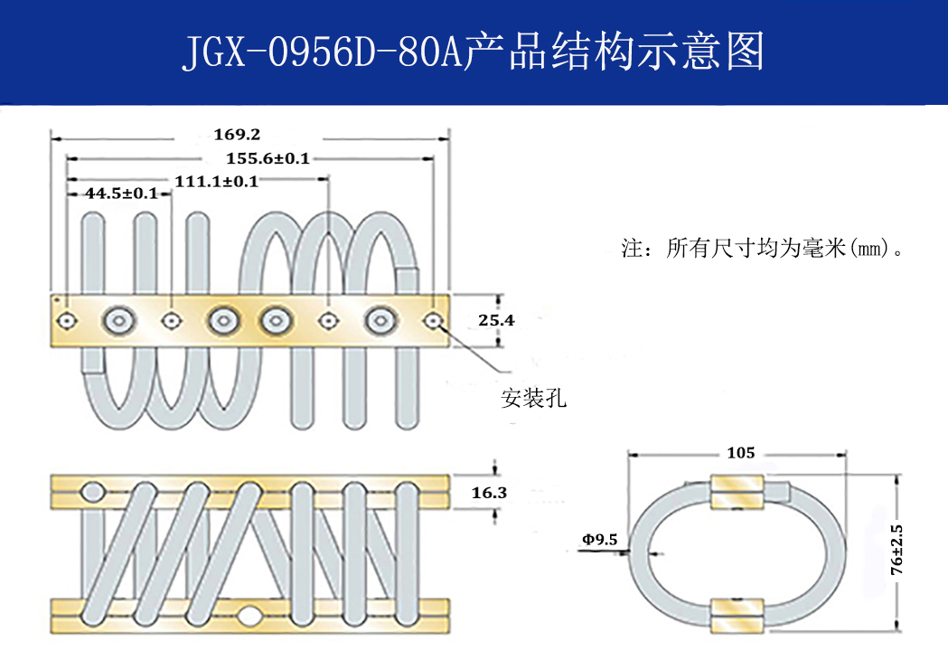 JGX-0956D-80A多應用鋼絲繩減震器結構